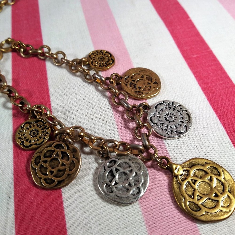 Stunning Vintage cabi Fall 2015 3pc Tile Coin Silver & Gold Necklace in Box! ♥ - Picture 11 of 15